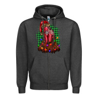 Charcoal Heather christmas rooster Zipper Hoodie - BarkalooDesign