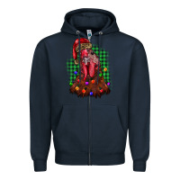 Navy christmas rooster Zipper Hoodie - BarkalooDesign