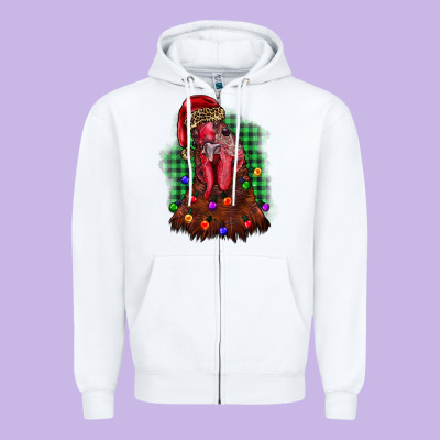Christmas Rooster Zipper Hoodie Designed By Barkaloodesign