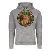 Cloud Rock fall highland cow round Vintage Hoodie - RanaPortraitStore