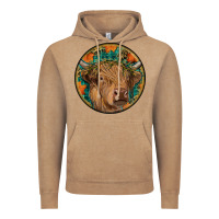 Vintage Coffee fall highland cow round Vintage Hoodie - RanaPortraitStore