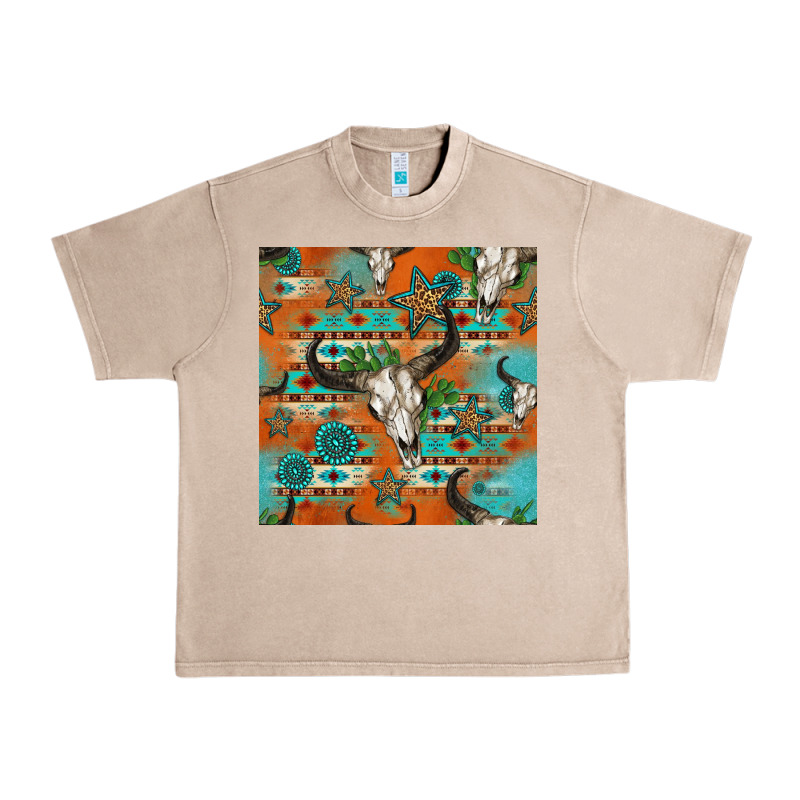 Western Bull Skull Seamless Pattern Urban Heavy Tee by HRA Design Shop | Teevron