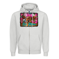 Dove Grey be mine valentine's day cow Zipper Hoodie - Jasminsmagicworld