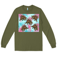 Army Green dinosaur stegosaurus Long Sleeve Tee - Artiststas
