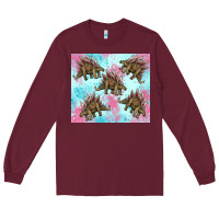 Burgundy dinosaur stegosaurus Long Sleeve Tee - Artiststas