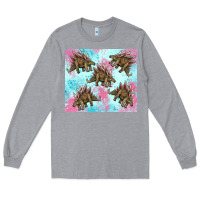 Heather Grey dinosaur stegosaurus Long Sleeve Tee - Artiststas