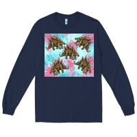Navy dinosaur stegosaurus Long Sleeve Tee - Artiststas