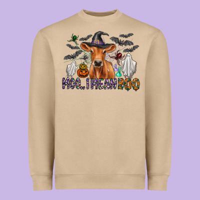 Moo I Mean Boo Heavyweight Sweatshirt Designed By Cowhidedigitalart