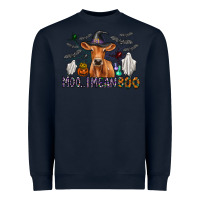 Navy Moo I Mean Boo Heavyweight Sweatshirt - CowhideDigitalArt