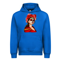 Cobalt Sugar skull girl Urban Hoodie - NancyCooperArtShop