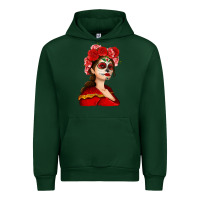 Forest Green Sugar skull girl Urban Hoodie - NancyCooperArtShop