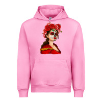Fuchsia Pink Sugar skull girl Urban Hoodie - NancyCooperArtShop