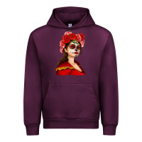 Mauve Wine Sugar skull girl Urban Hoodie - NancyCooperArtShop