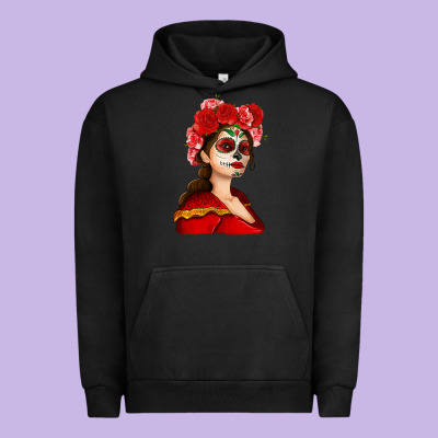 Sugar Skull Girl Urban Hoodie Designed By Nancycooperartshop