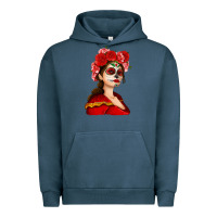 Pigment Midnight Navy Sugar skull girl Urban Hoodie - NancyCooperArtShop