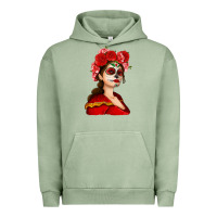 Pigment Oil Green Sugar skull girl Urban Hoodie - NancyCooperArtShop