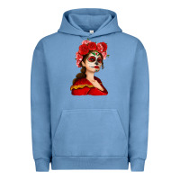 Pigment Pebble Blue Sugar skull girl Urban Hoodie - NancyCooperArtShop
