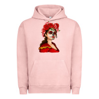 Pigment Salmon Sugar skull girl Urban Hoodie - NancyCooperArtShop