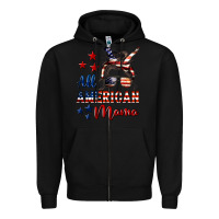 Black All American Mama Zipper Hoodie - LillyAllenDesigns