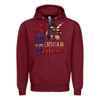 Burgundy All American Mama Zipper Hoodie - LillyAllenDesigns