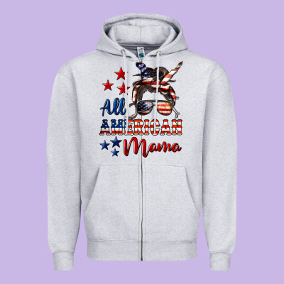 All American Mama Zipper Hoodie Designed By Lillyallendesigns