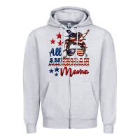 Heather Grey All American Mama Zipper Hoodie - LillyAllenDesigns