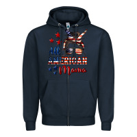 Navy All American Mama Zipper Hoodie - LillyAllenDesigns