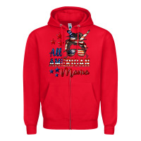 Red All American Mama Zipper Hoodie - LillyAllenDesigns
