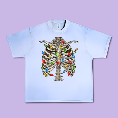 Christmas Rib Cage Urban Heavy Tee Designed By Fadigitalartstudio