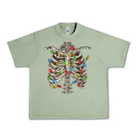 Oil Green Christmas Rib Cage Urban Heavy Tee - FaDigitalArtStudio