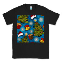Black christmas trees and bells seamless pattern Classic Tee - BundleAndBundleShop