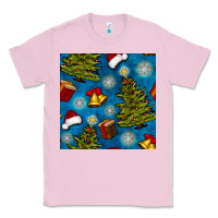 Bubblegum Pink christmas trees and bells seamless pattern Classic Tee - BundleAndBundleShop