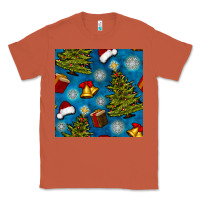 Copper christmas trees and bells seamless pattern Classic Tee - BundleAndBundleShop