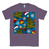 Lavender christmas trees and bells seamless pattern Classic Tee - BundleAndBundleShop