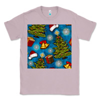 Lilac christmas trees and bells seamless pattern Classic Tee - BundleAndBundleShop