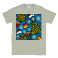 Matcha christmas trees and bells seamless pattern Classic Tee - BundleAndBundleShop