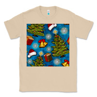 Mushroom christmas trees and bells seamless pattern Classic Tee - BundleAndBundleShop