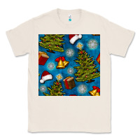 Natural christmas trees and bells seamless pattern Classic Tee - BundleAndBundleShop