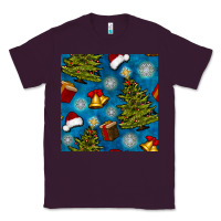 Plum christmas trees and bells seamless pattern Classic Tee - BundleAndBundleShop