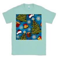 Seafoam christmas trees and bells seamless pattern Classic Tee - BundleAndBundleShop