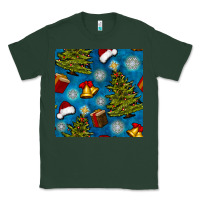 Sports Green christmas trees and bells seamless pattern Classic Tee - BundleAndBundleShop