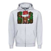 Heather Grey christmas leopard buffalo plaid baby highland cow Zipper Hoodie - BarkalooDesign