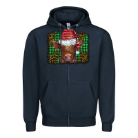Navy christmas leopard buffalo plaid baby highland cow Zipper Hoodie - BarkalooDesign