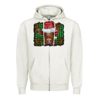 Christmas Leopard Buffalo Plaid Baby Highland Cow Zipper Hoodie | Teevron