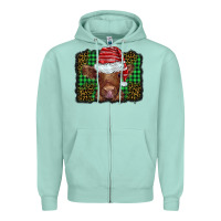 Seafoam christmas leopard buffalo plaid baby highland cow Zipper Hoodie - BarkalooDesign