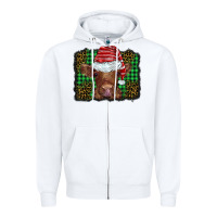 White christmas leopard buffalo plaid baby highland cow Zipper Hoodie - BarkalooDesign