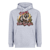 Heather Grey cute but will fight you racoon western Heavyweight Hoodie - NancyCooperArtShop