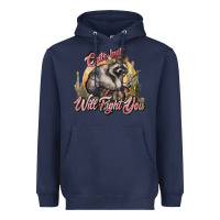 Navy cute but will fight you racoon western Heavyweight Hoodie - NancyCooperArtShop