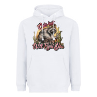 White cute but will fight you racoon western Heavyweight Hoodie - NancyCooperArtShop