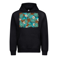 Black Leopard and Turquoise Gemstone Background Urban Hoodie - texasbilliewilder